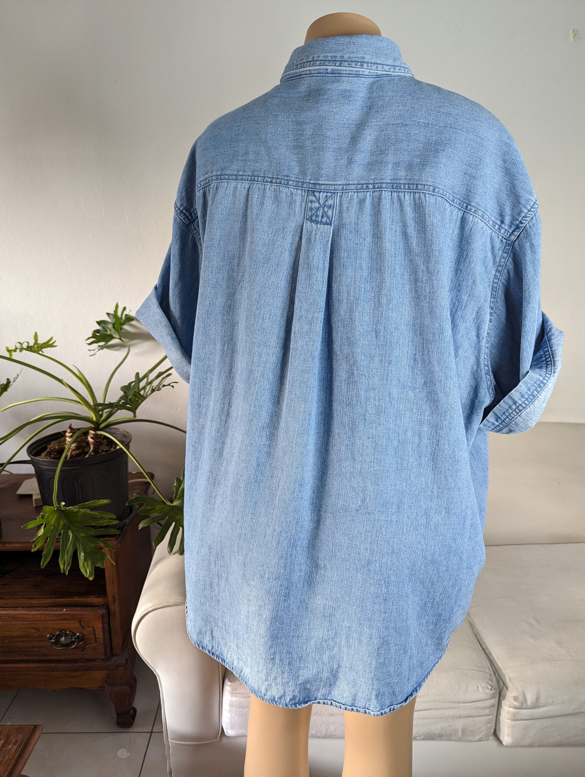 Vintage light blue denim button shirt men's 2x /XL ... +++ ^^^