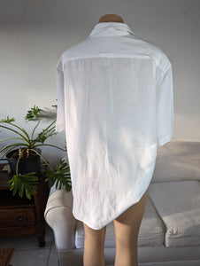 The classic white linen button down shirt with pockets mens /xl ... +++