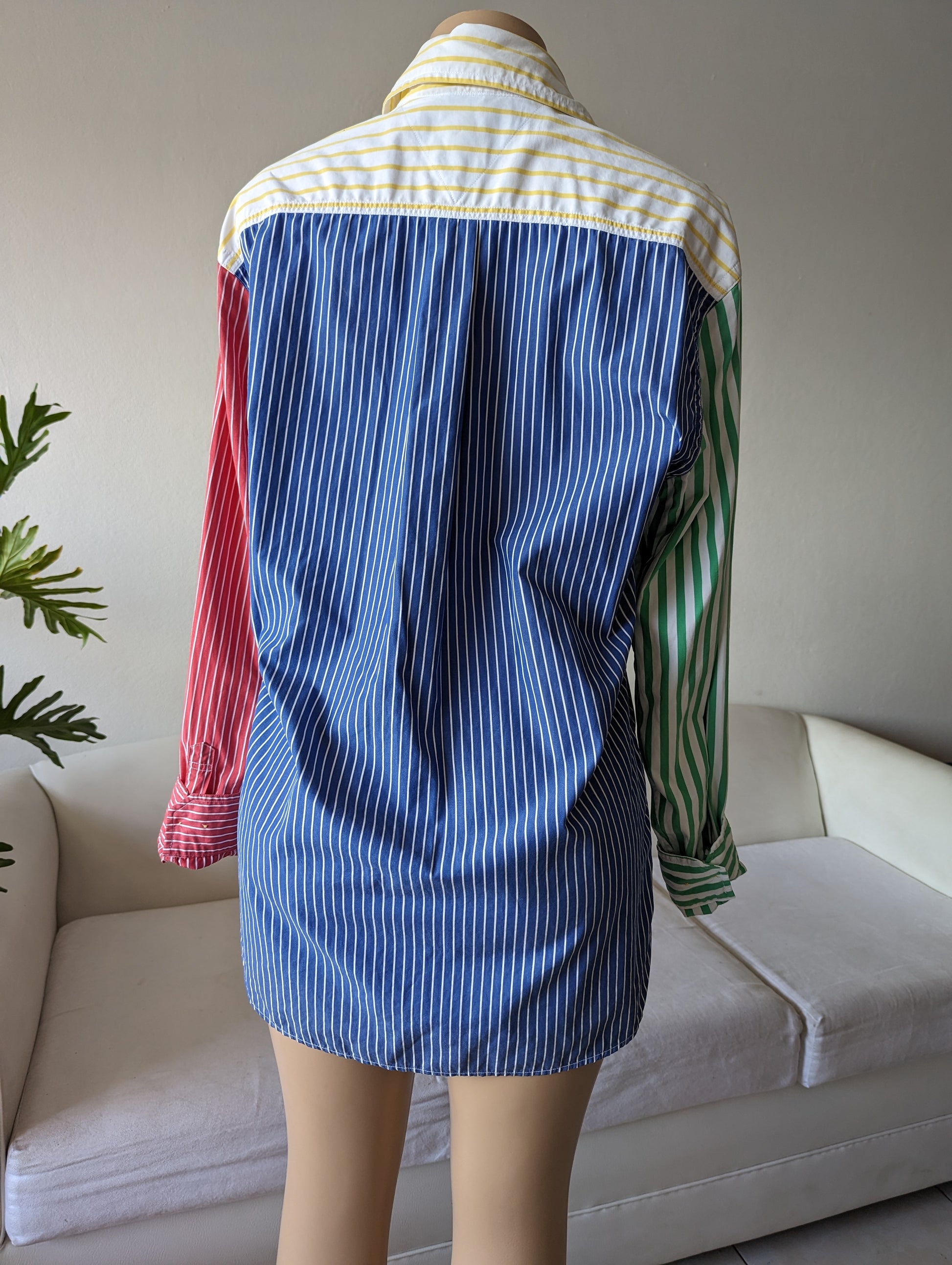 Ralph Lauren retro Candy Color block Stripe Button Shirt Mens. M ... +++ ^^^