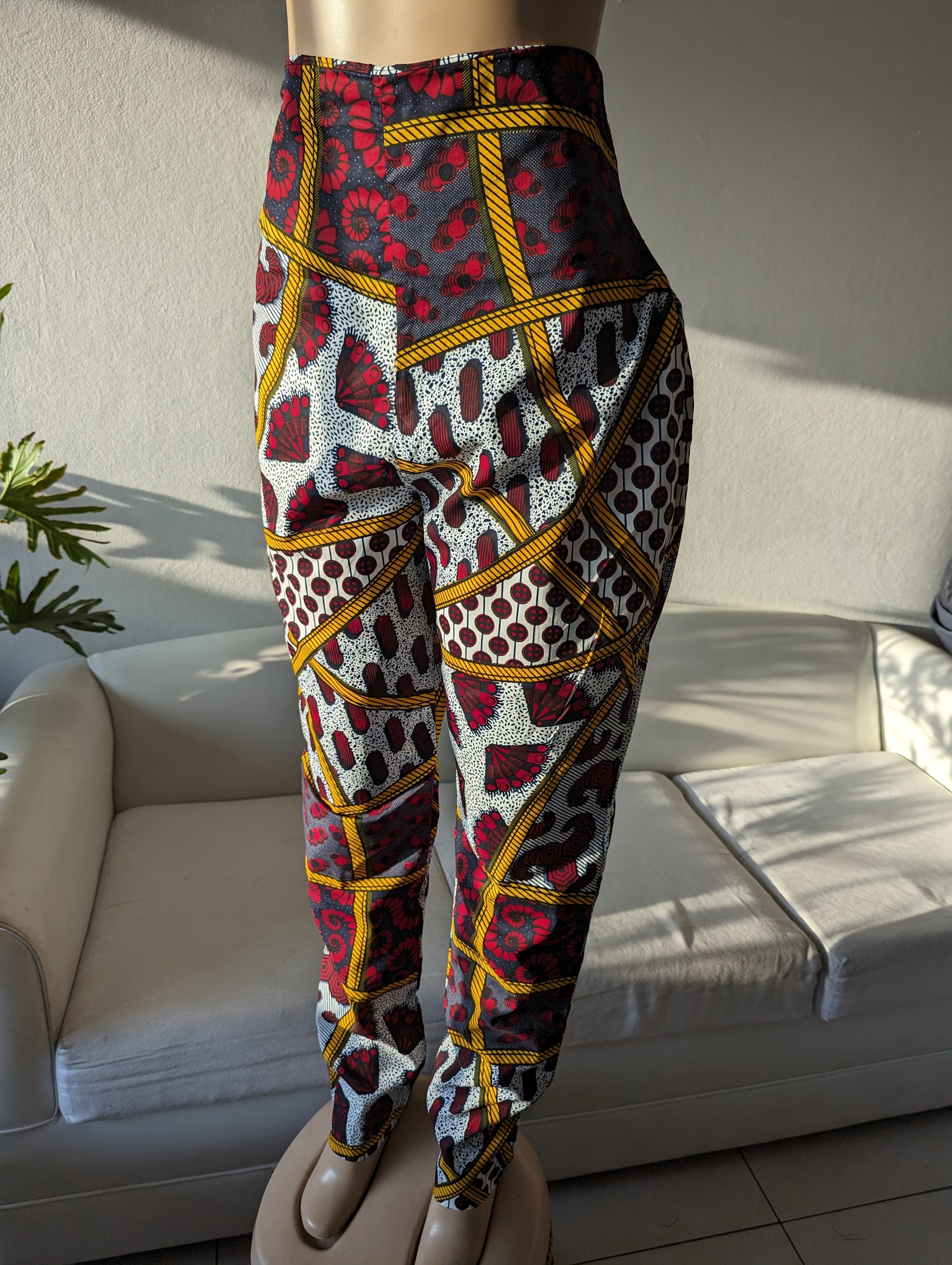 African balloon print pants high waist :::  M