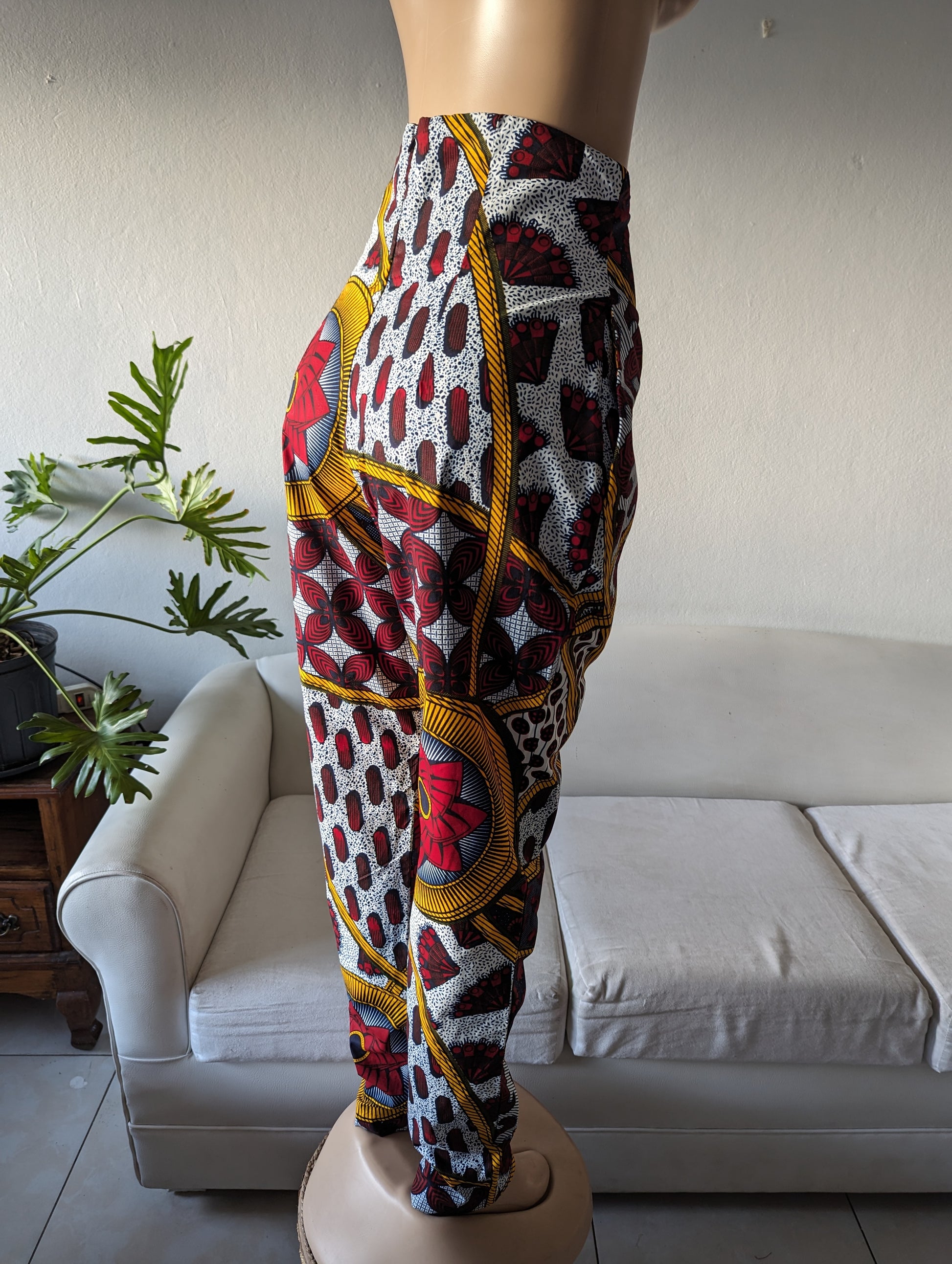 African balloon print pants high waist :::  M