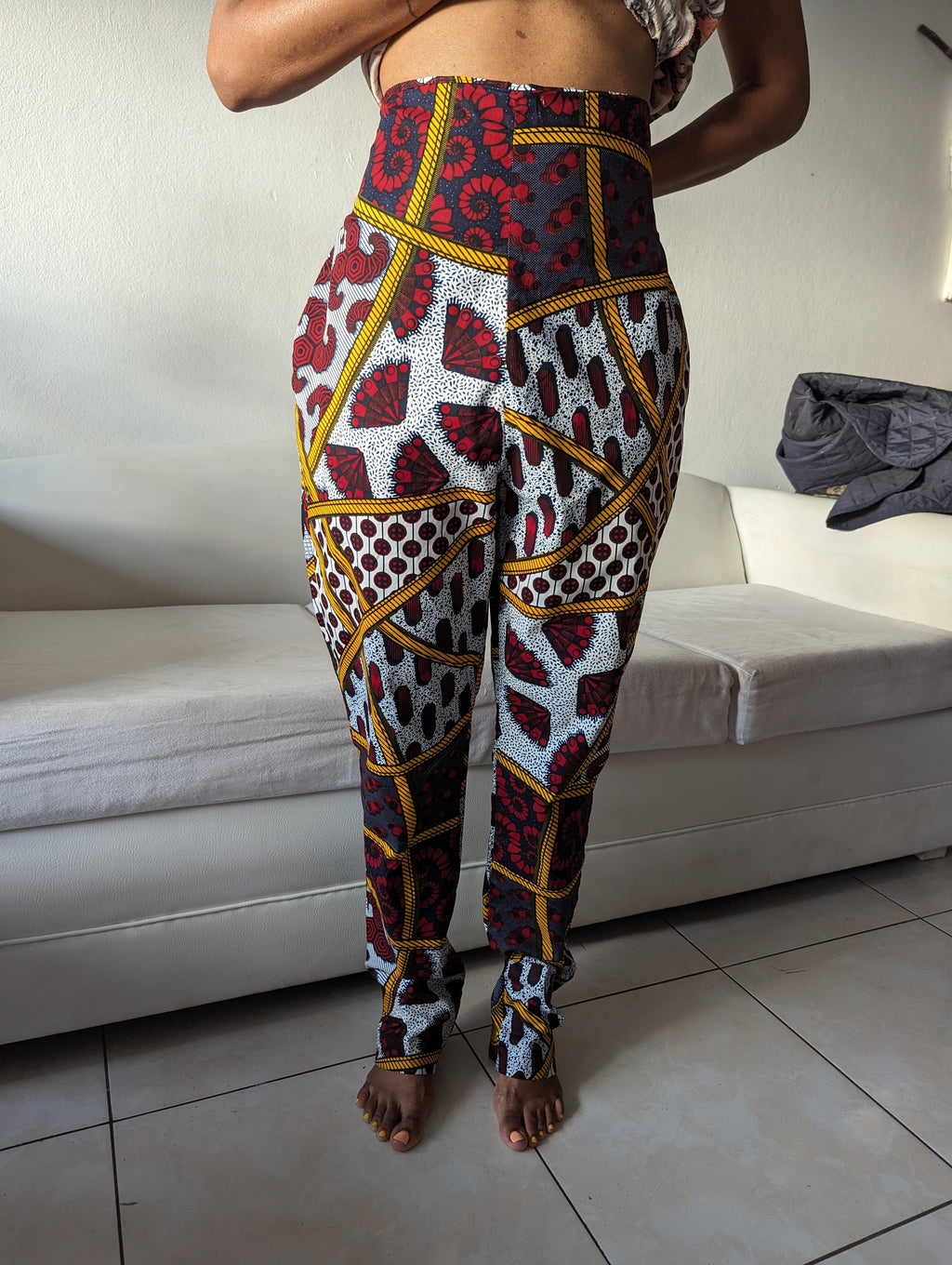 African balloon print pants high waist :::  M