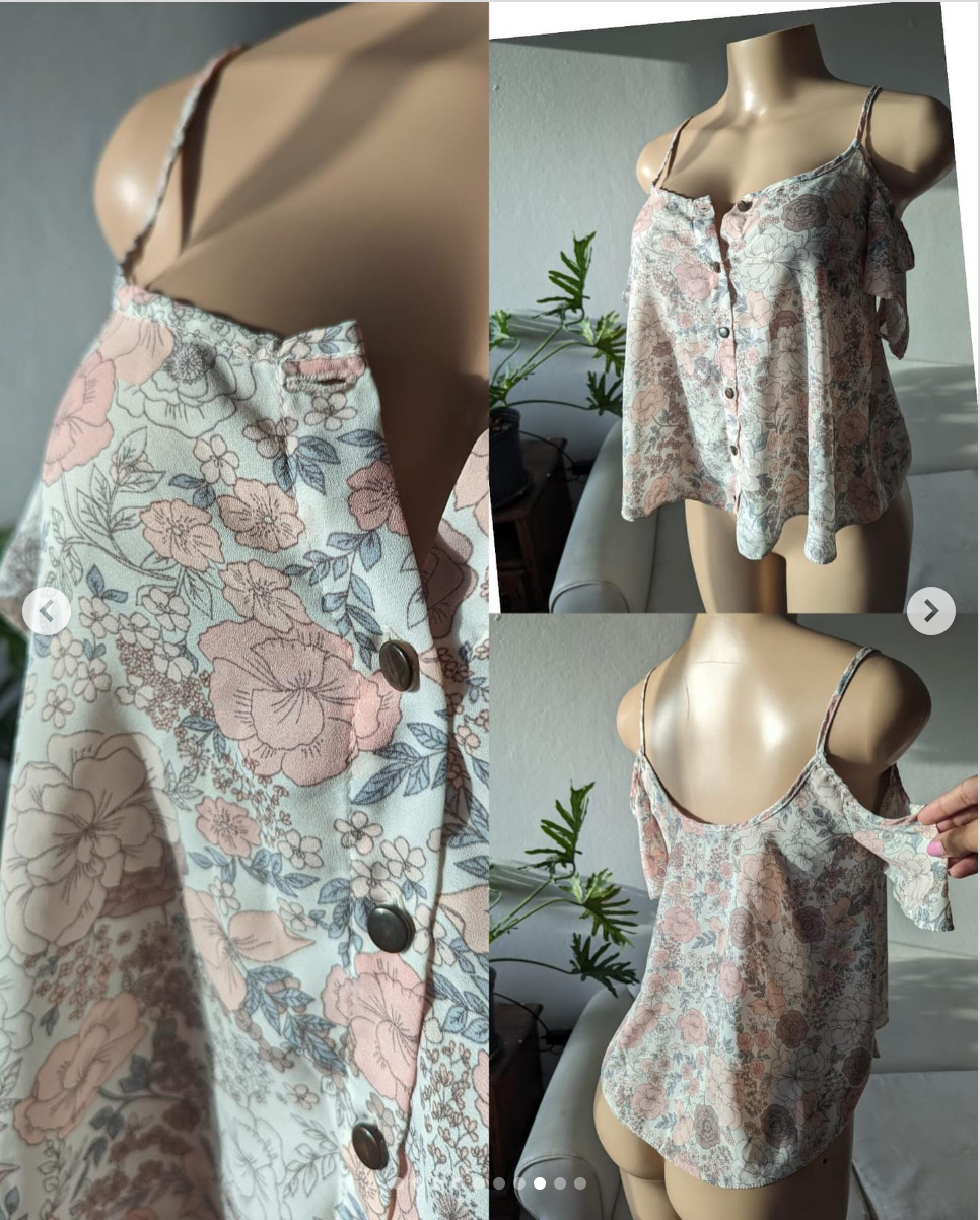 Atmosphere Floral button down cold shoulder top...