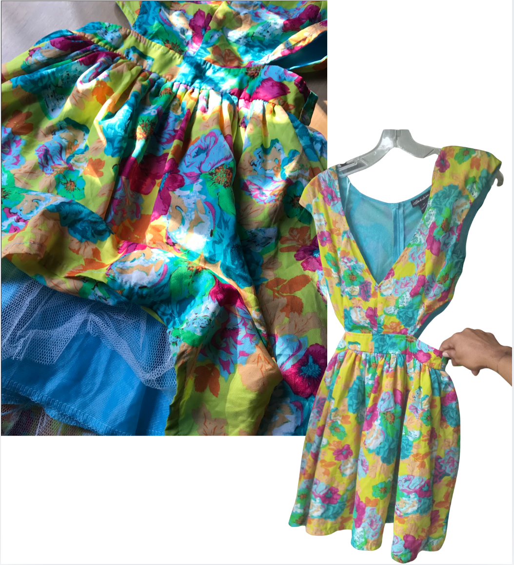 Floral cutout babydoll dress xs