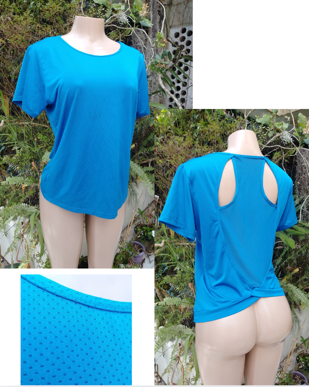 blue exercise top cross back  . large