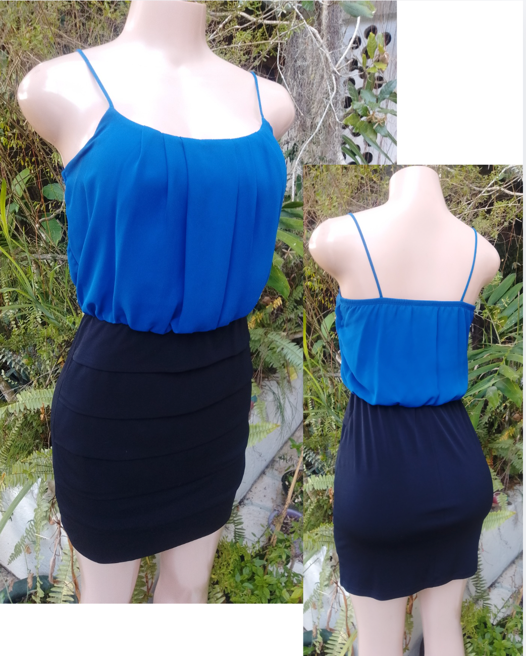 blue black spaghetti semi formal dress . m