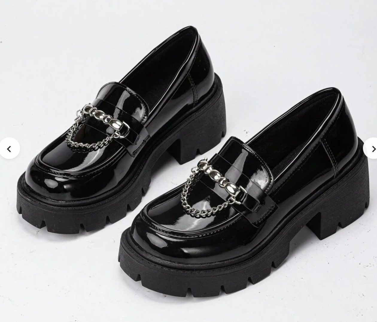 new platform silver chain shiny loafers  /// size 8