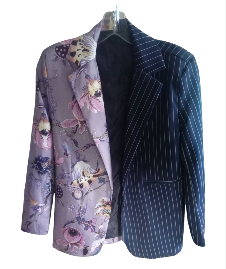 Half stripe half floral blazer >>> s