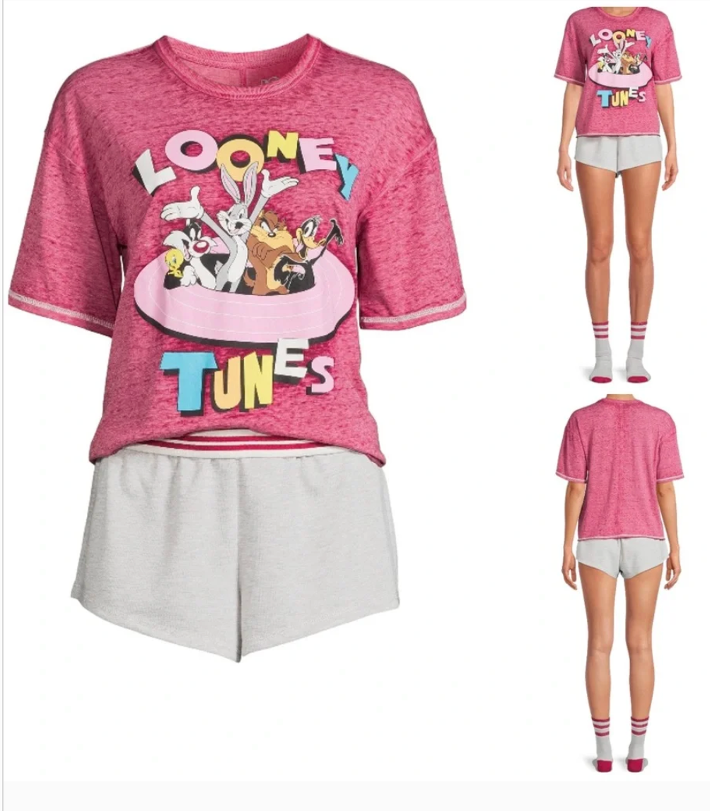 Looney Tunes magenta graphic tee ;;; cotton ...  large ,,, unworn