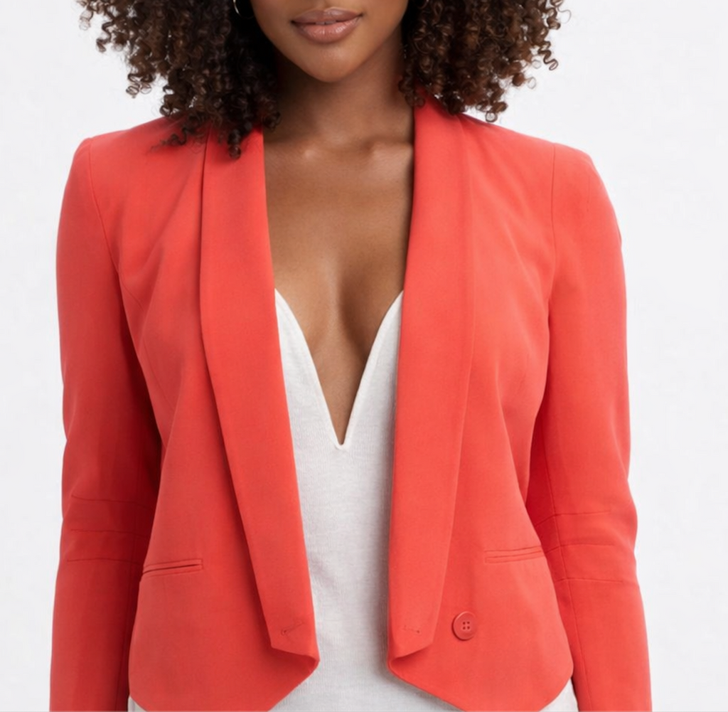 coral colour pop soft blazer with pockets and button detail  >>> m