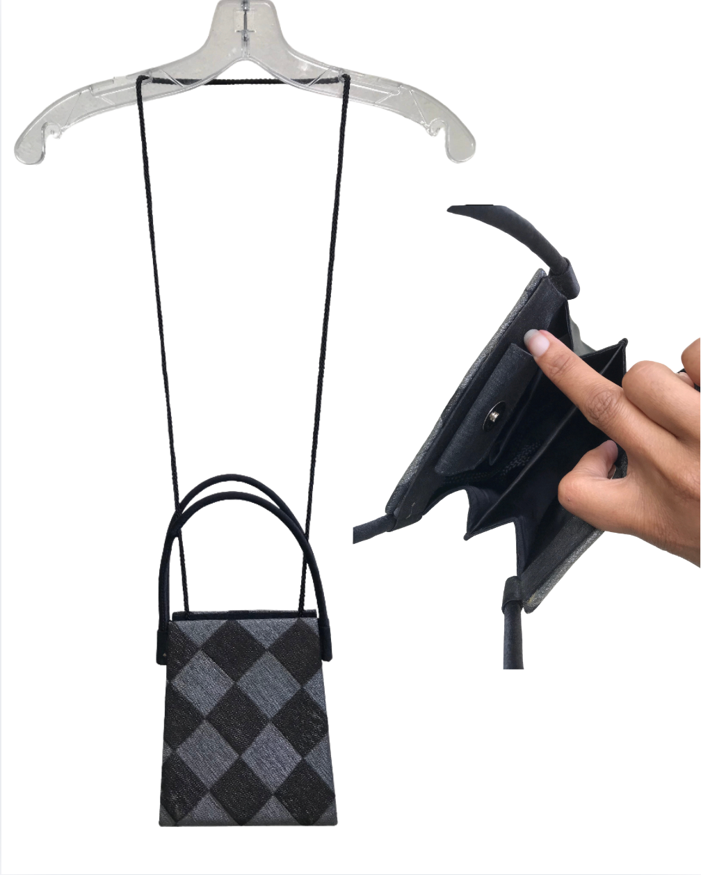 Vintage Silver Black Checkerboard Mini Bag ***