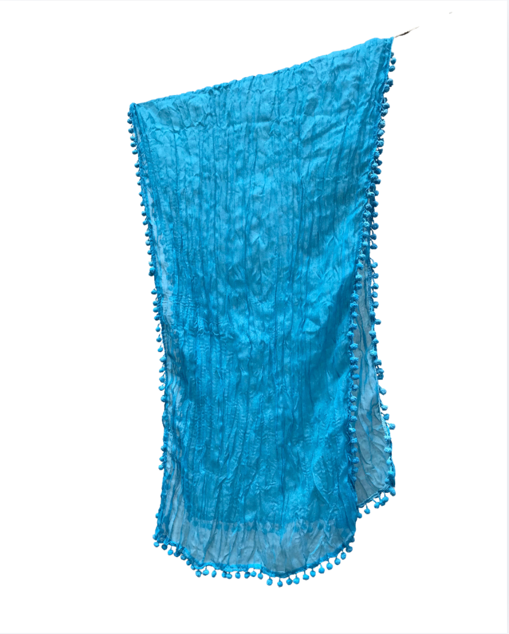 Aqua Blue Summer Pom Pom Scarf / Wrap ***