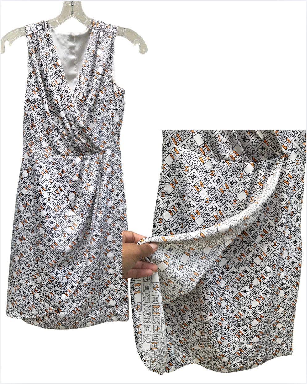 Silky Printed Wrap Style Professional Dress Sleeveless . XS/