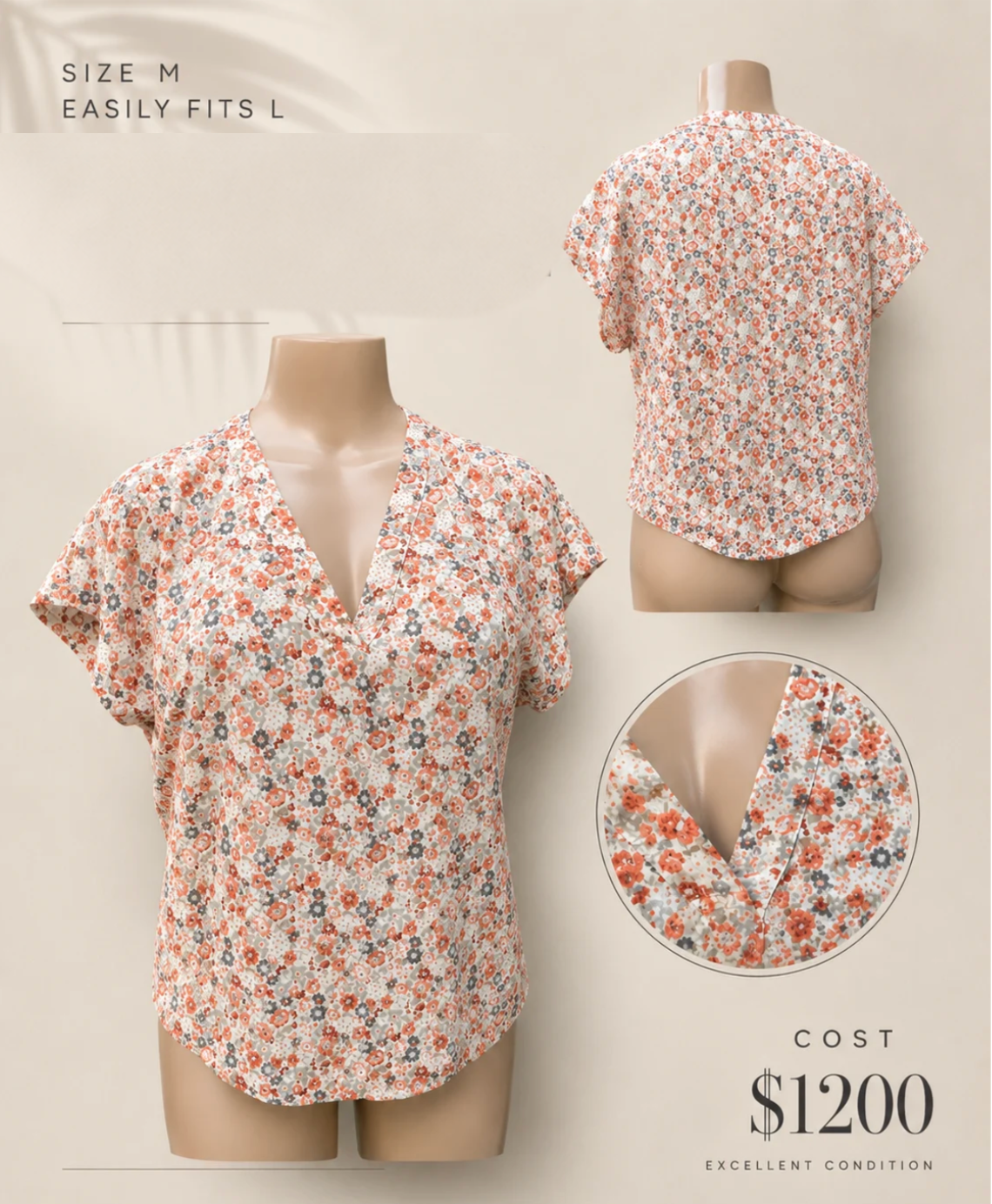 Pastel floral top work / play ... M to L