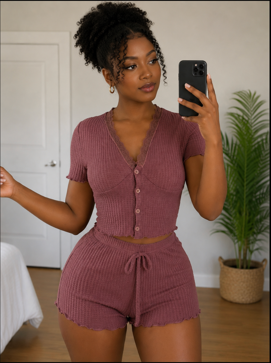blush sleep shorts set  m