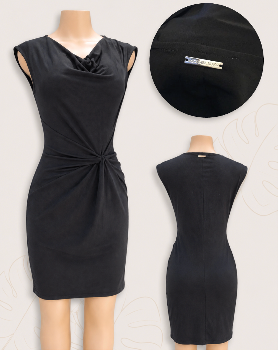 Michael Kors black front knot professional cowl neck dress . M/Large