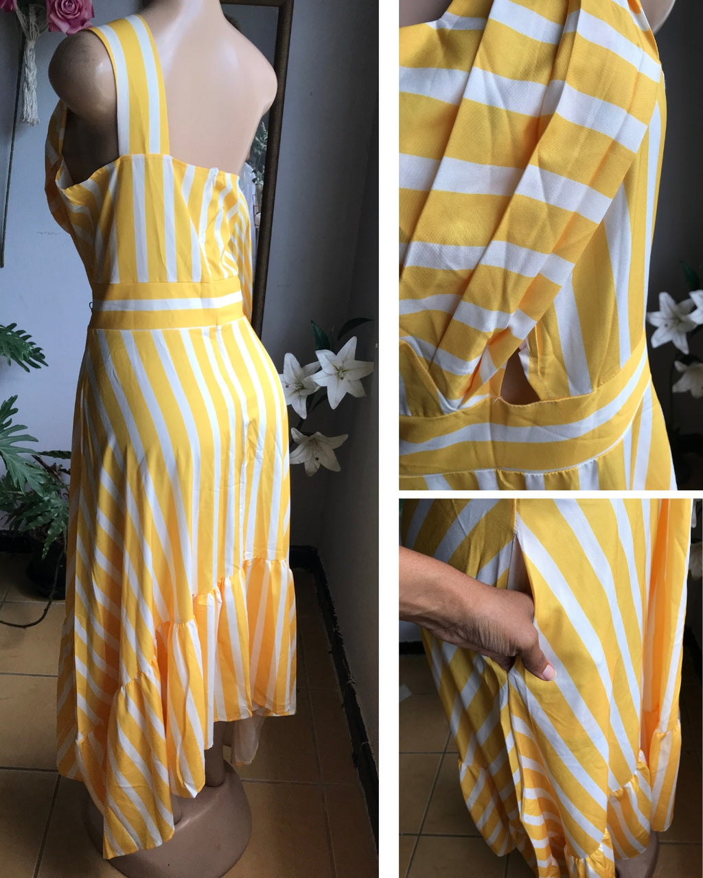 like new yellow stripe maxi dress . plus / xl