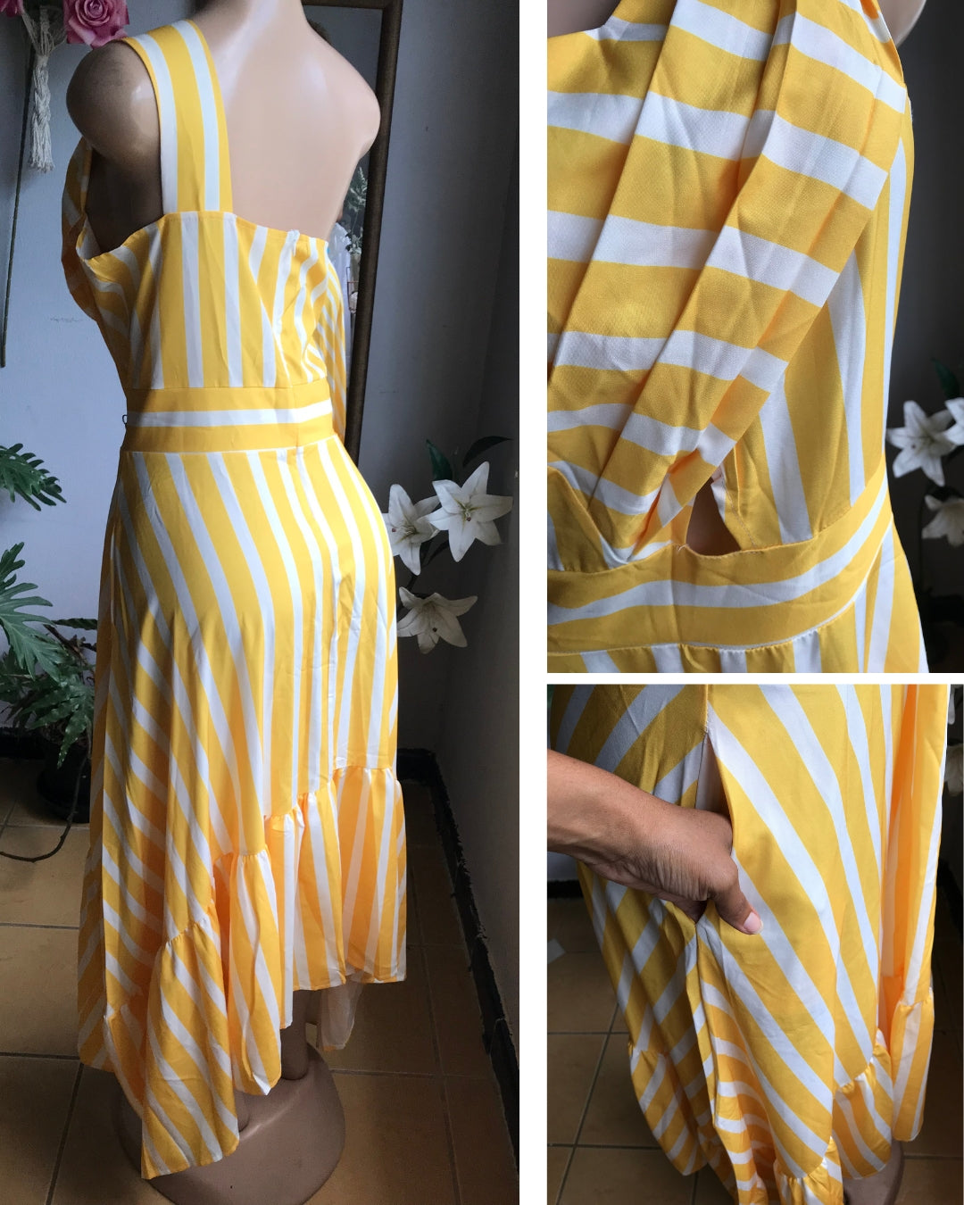 like new yellow stripe maxi dress . plus / xl