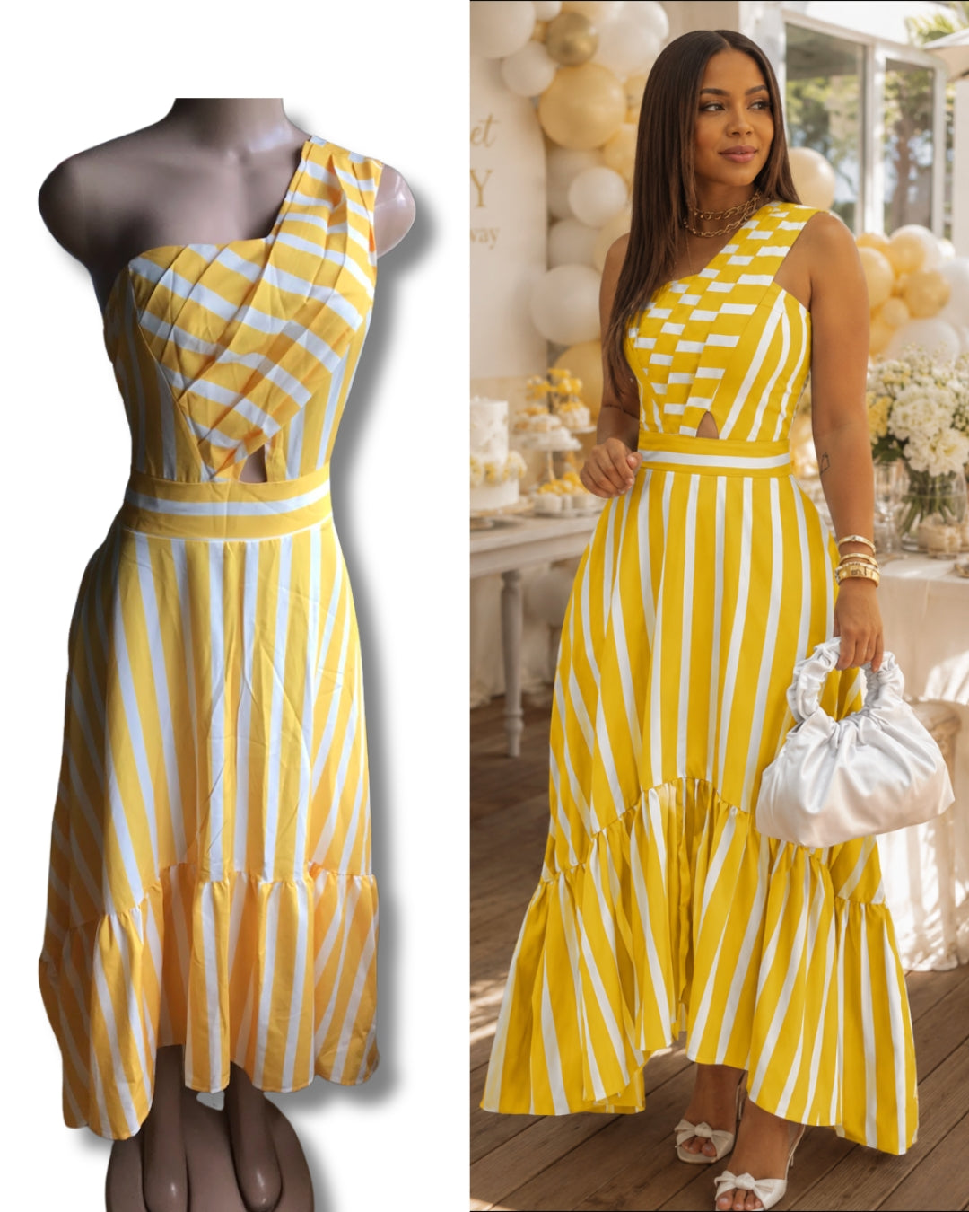 like new yellow stripe maxi dress . plus / xl