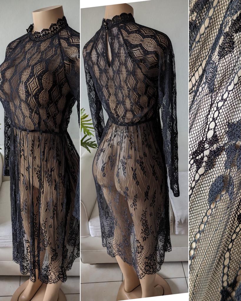 Black lace maxi long sleeve L