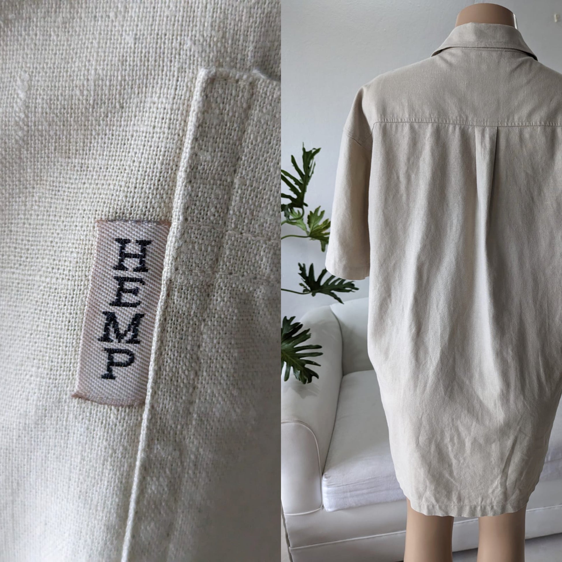Vintage sand bottom down cotton hemp. Men's. Oversized. M