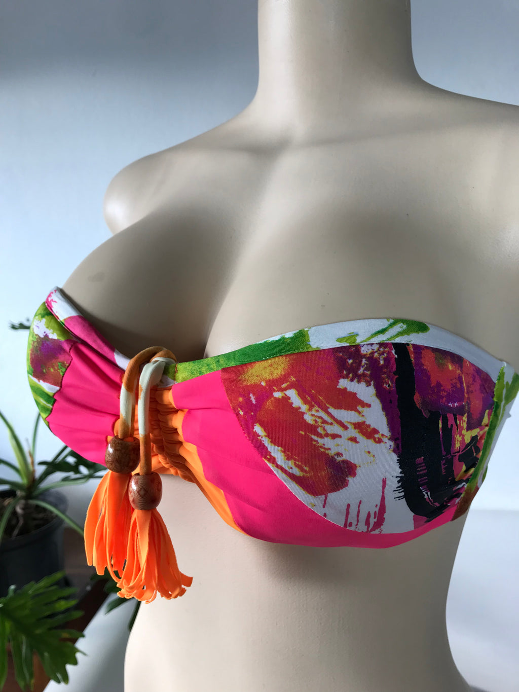 Neon Tassel Bikini Top Padded S/M