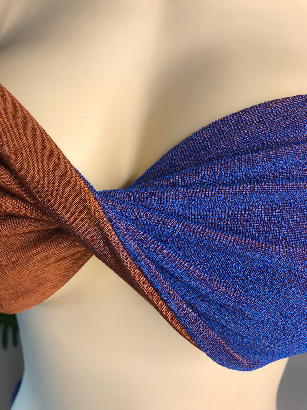 Blue brown twist Bikini set