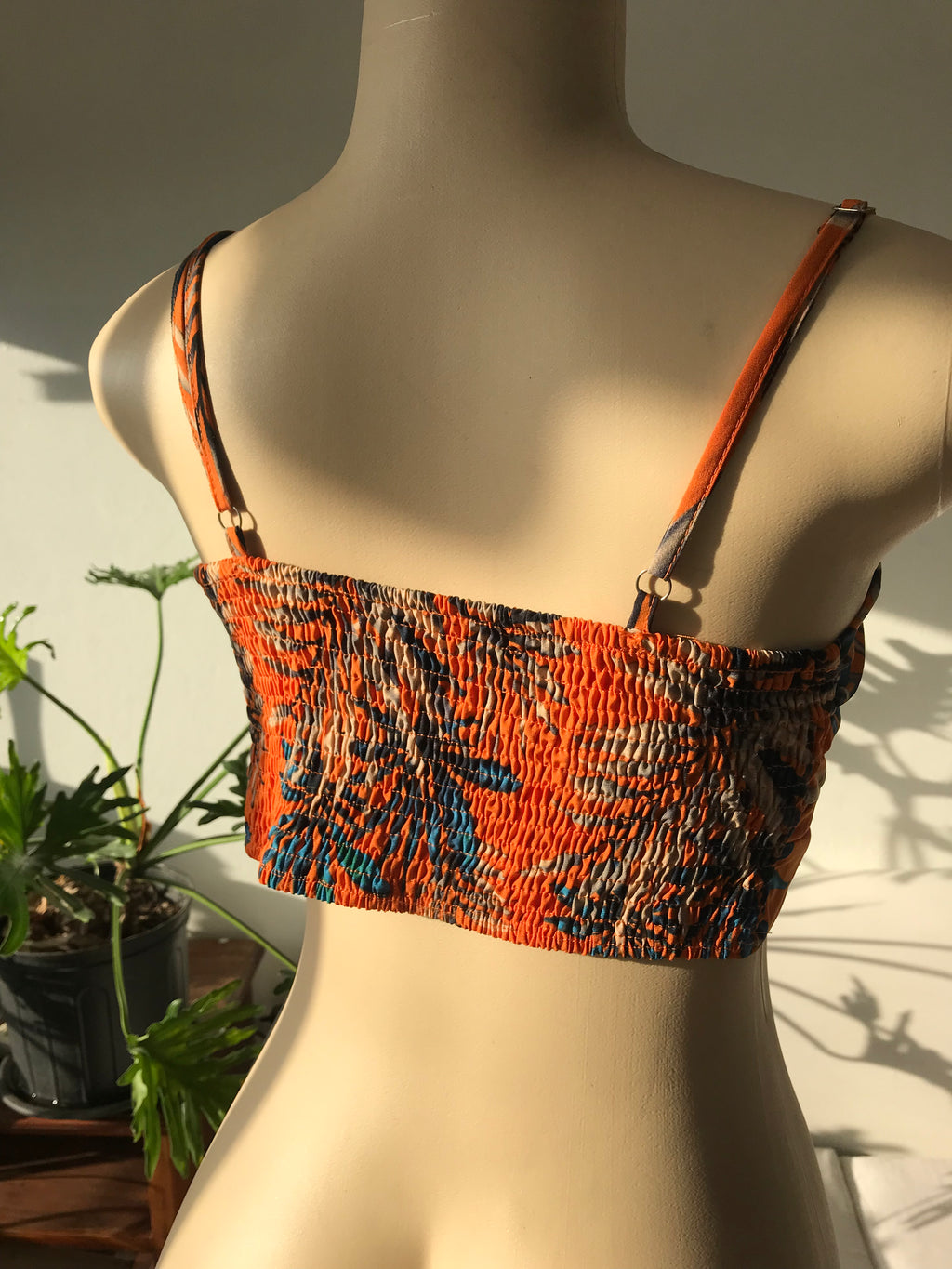 statement Orange Spaghetti crop Top Tied m ...