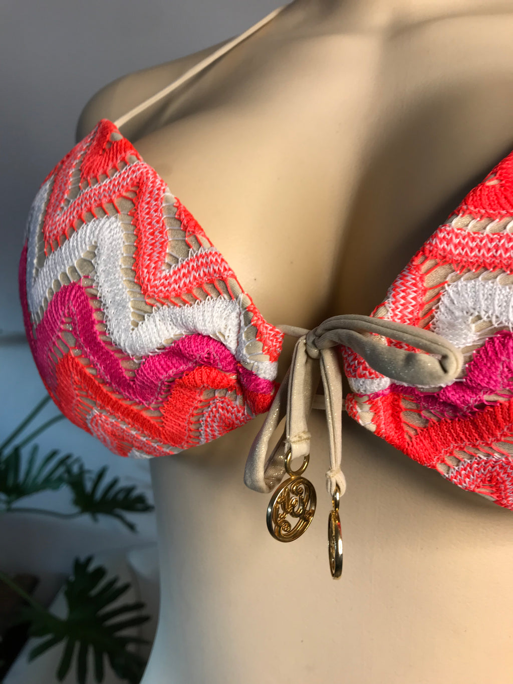 Neon Crochet Bikini Set Padded Gold String S
