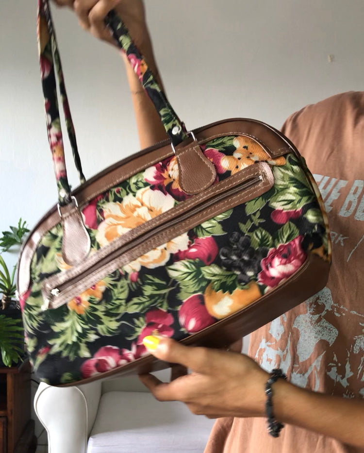 Midsize vintage floral handbag Brown. ^^^