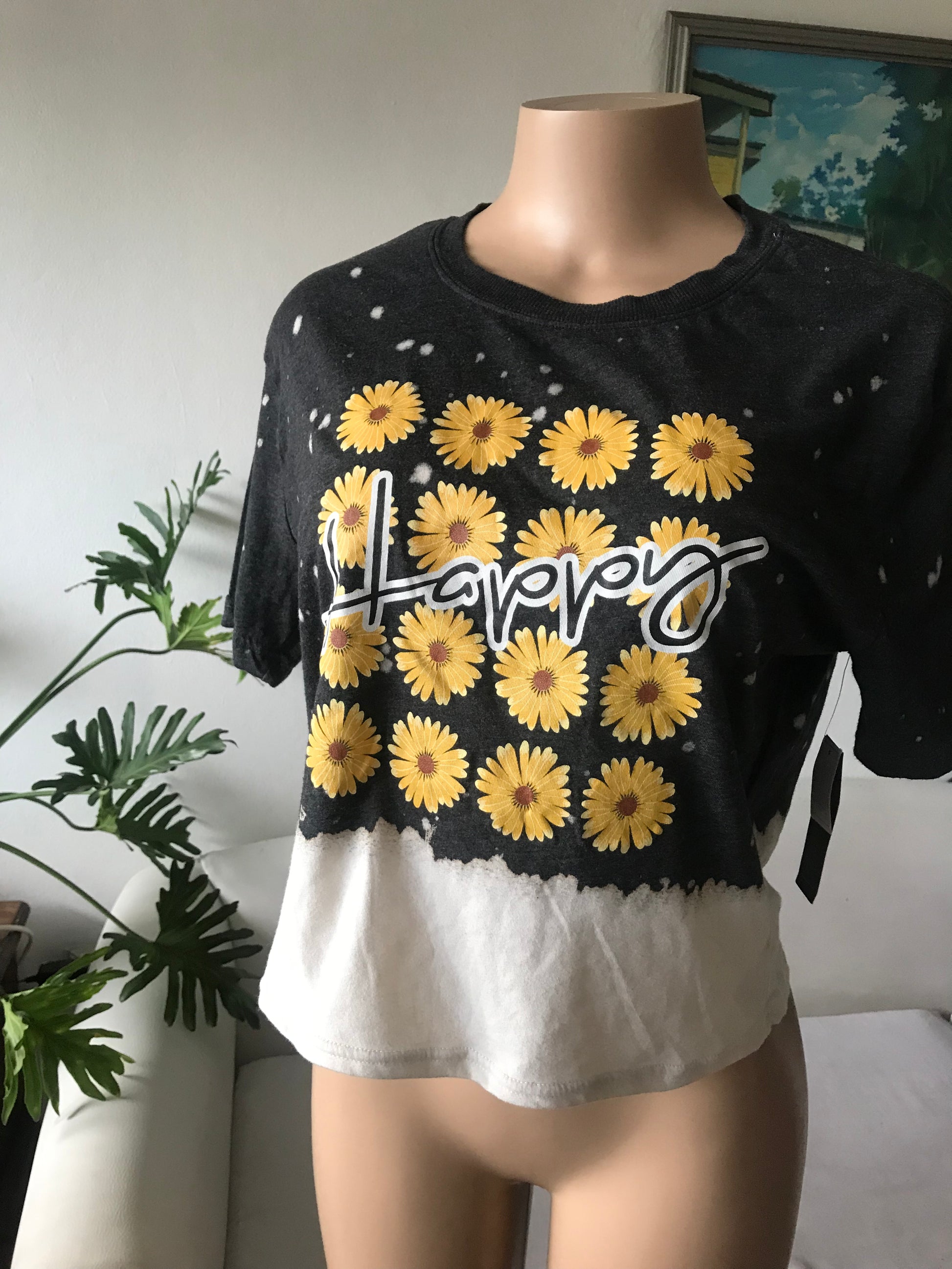 New Tag Happy Sunflower Graphic Tee cotton blend S
