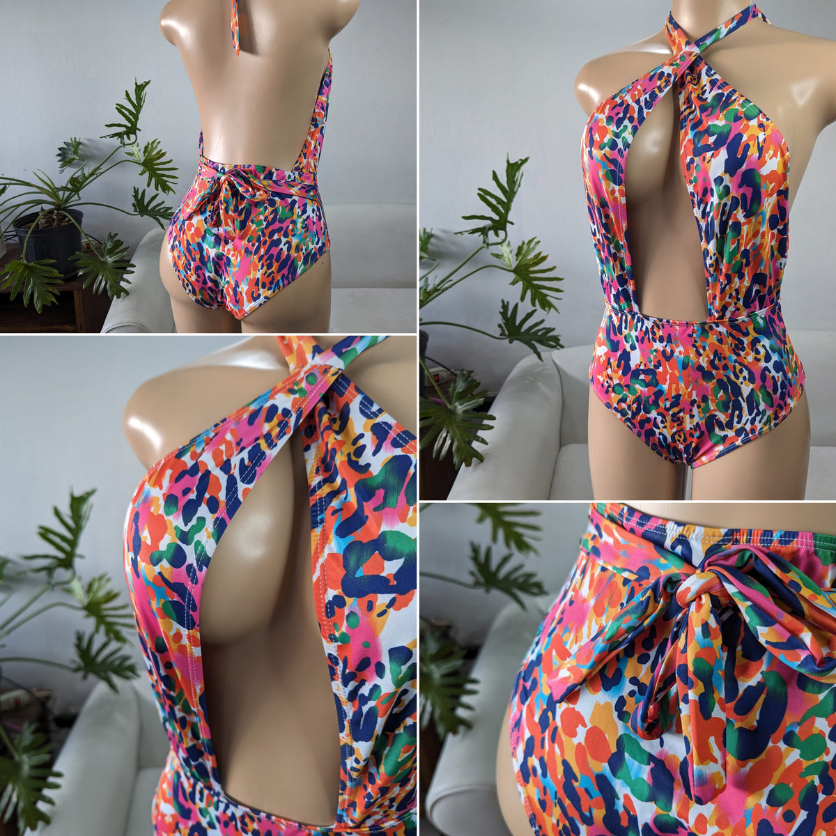 New Rainbow cheetah one piece swim