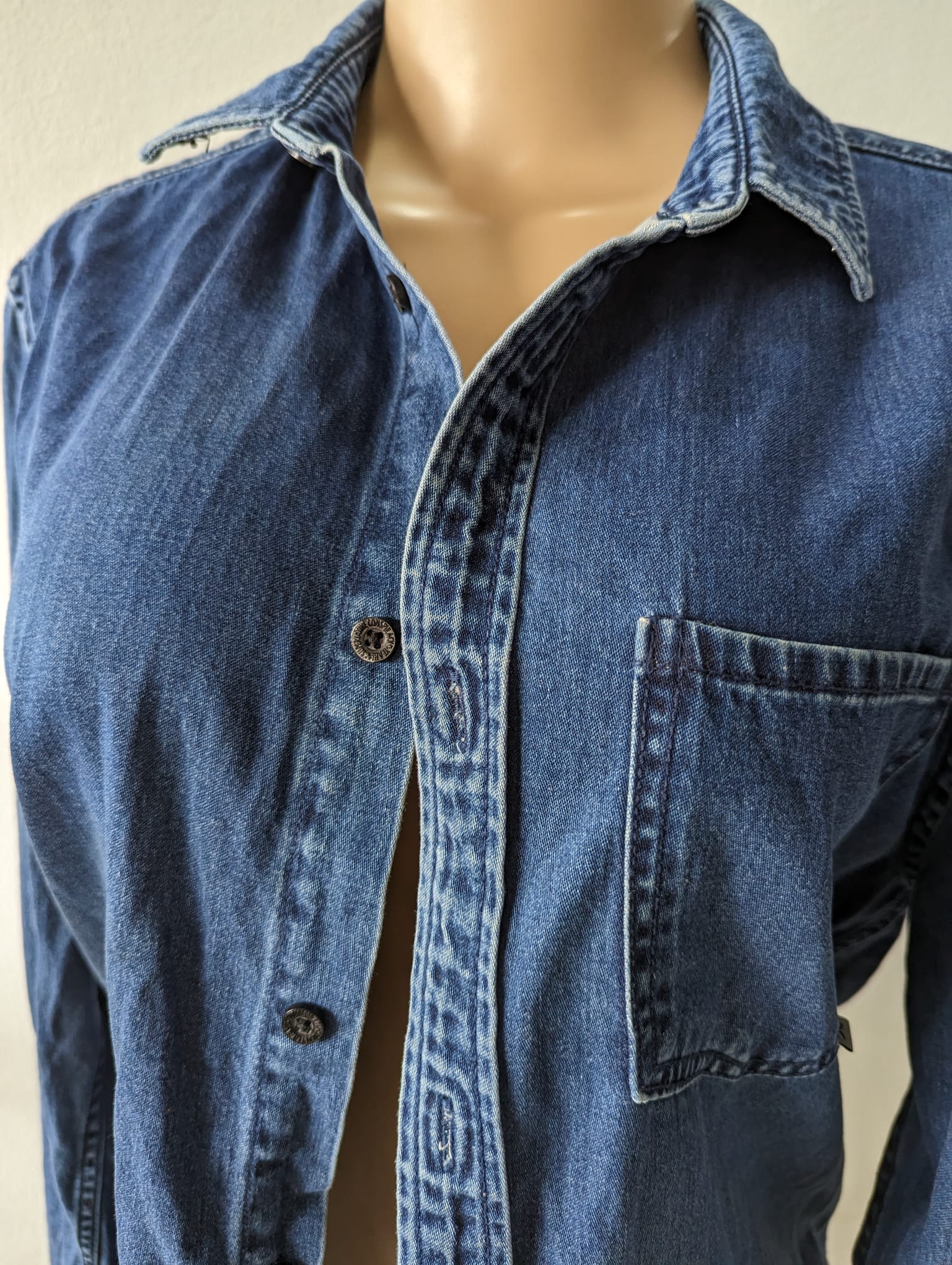 Retro Original blue denim button shirt mens m