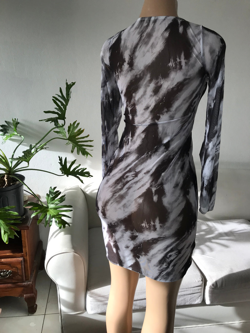 B&W mesh sexy ruche front dress / coverup m