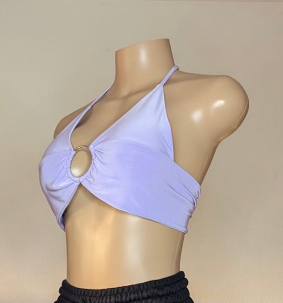PrettyLittleThing Lilac. Crop top. Ring. Adjustable. S/M