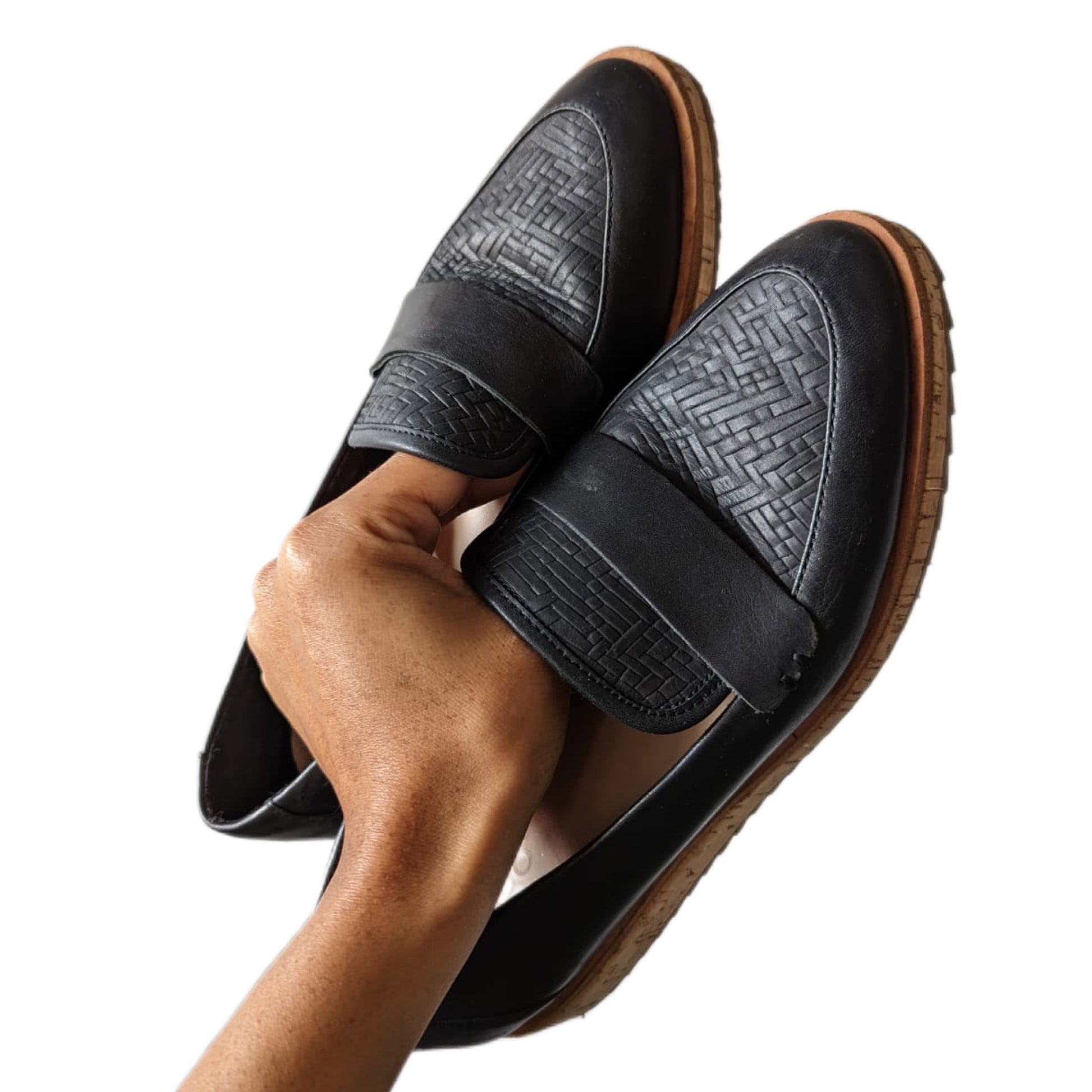 Aldo black dress shoes woven leather