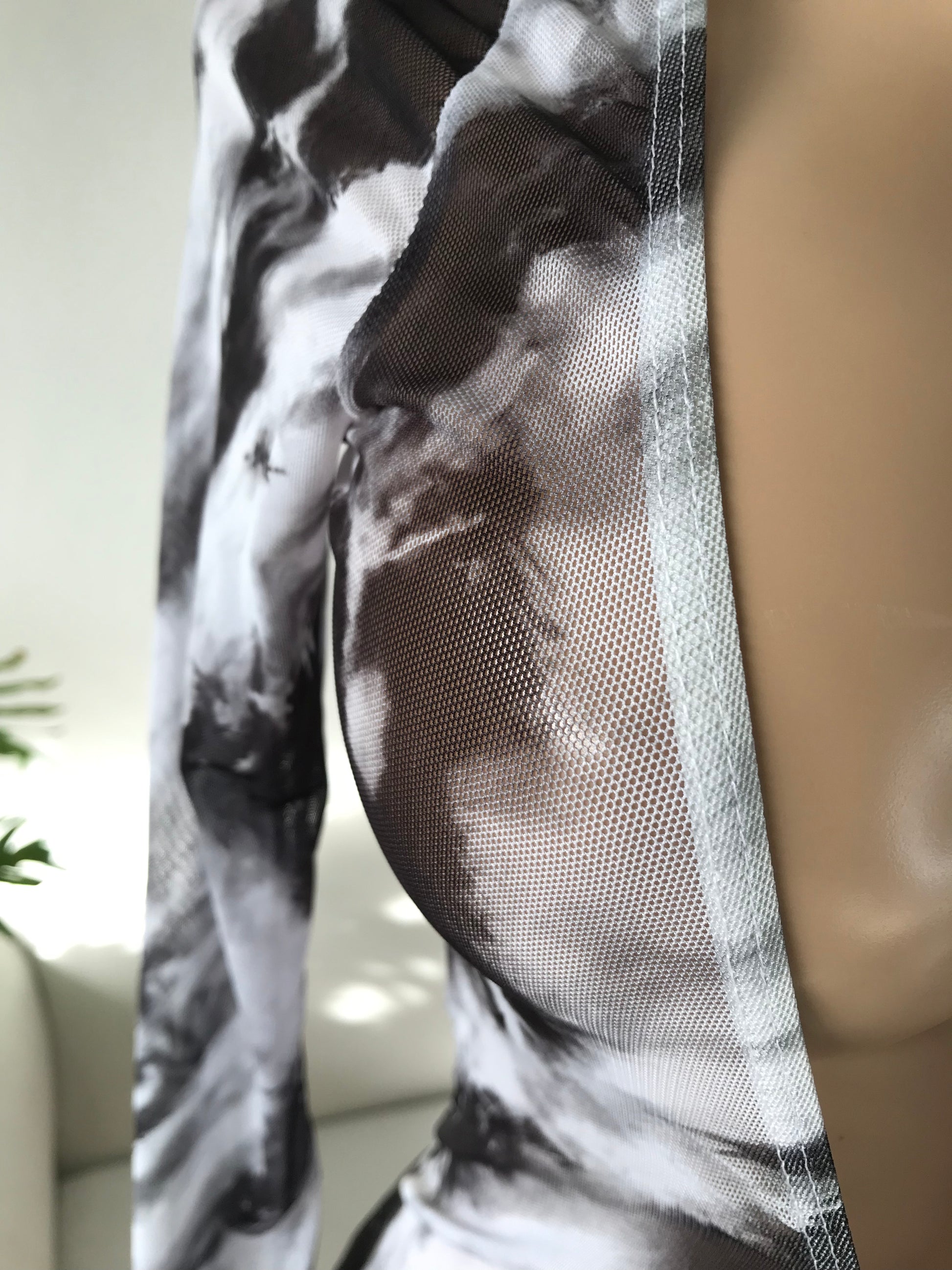 B&W mesh sexy ruche front dress / coverup m