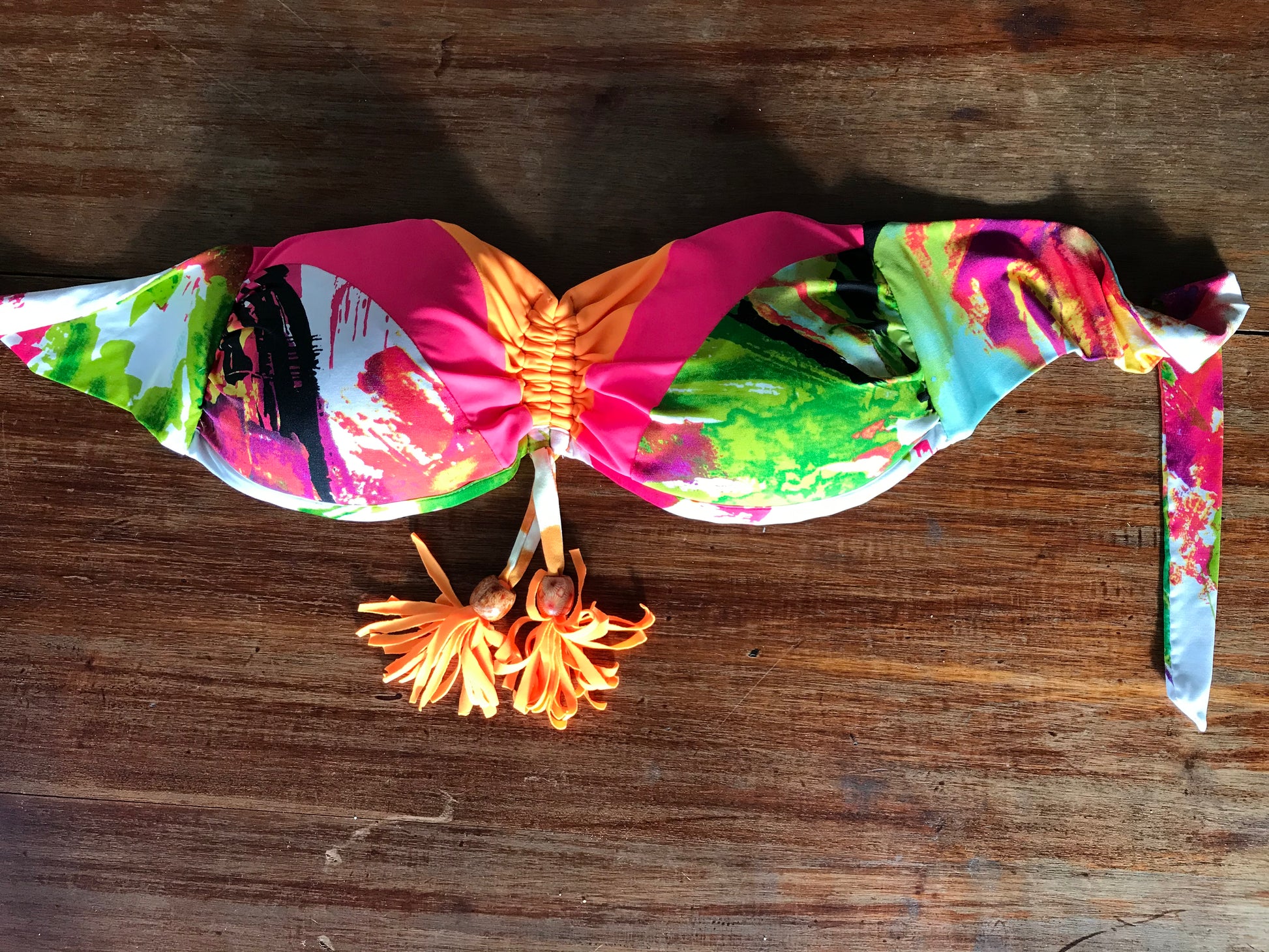 Neon Tassel Bikini Top Padded S/M