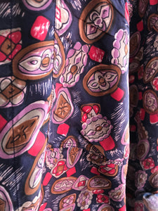 Vintage silk fun print shirt mens