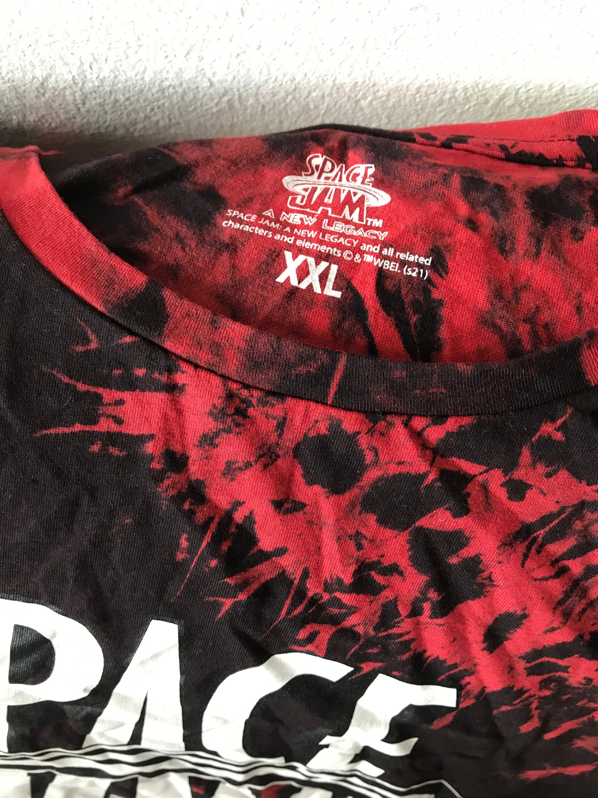 new space jam red & black tie dye graphic tee