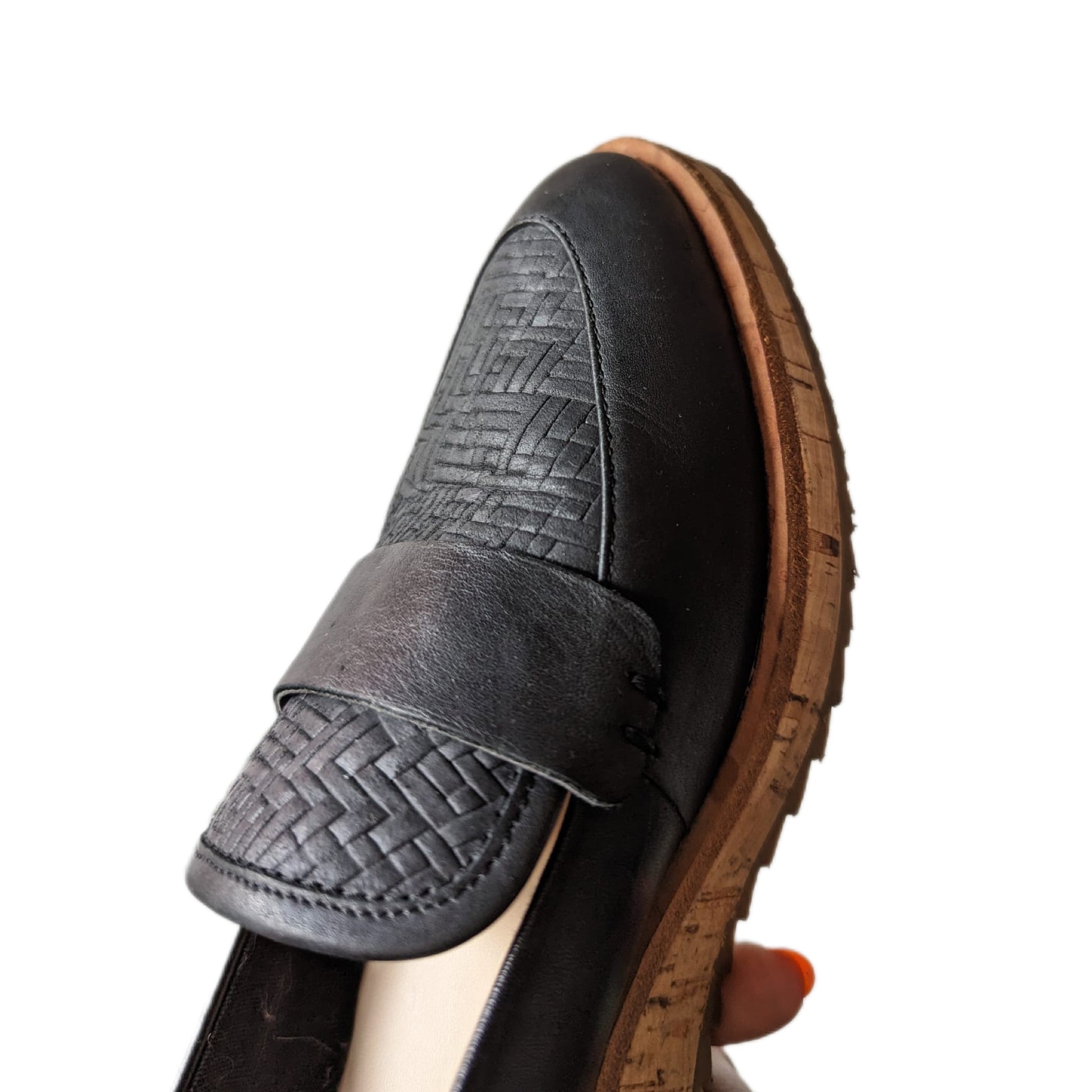 Aldo black dress shoes woven leather