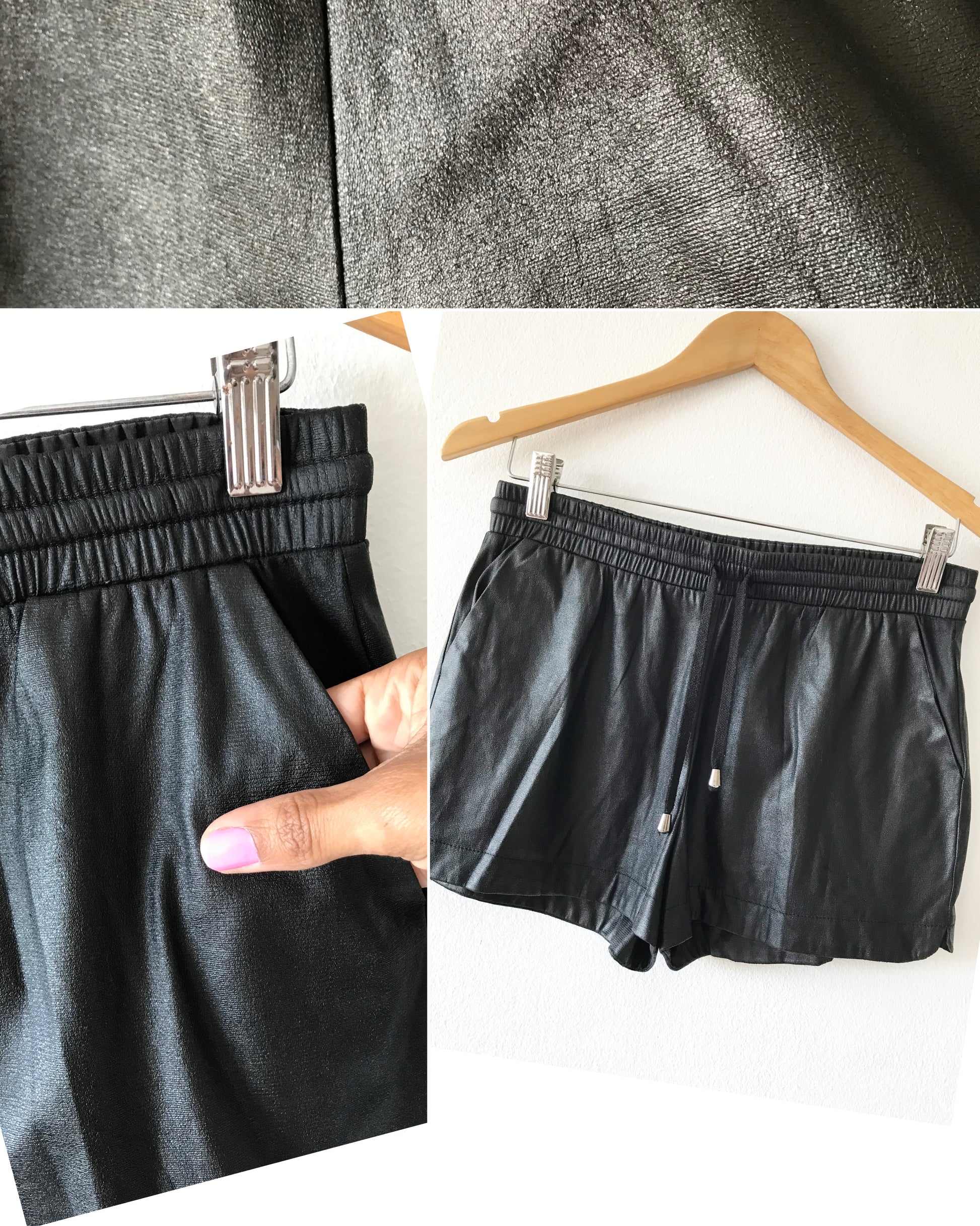 Black leatherette shorts. S