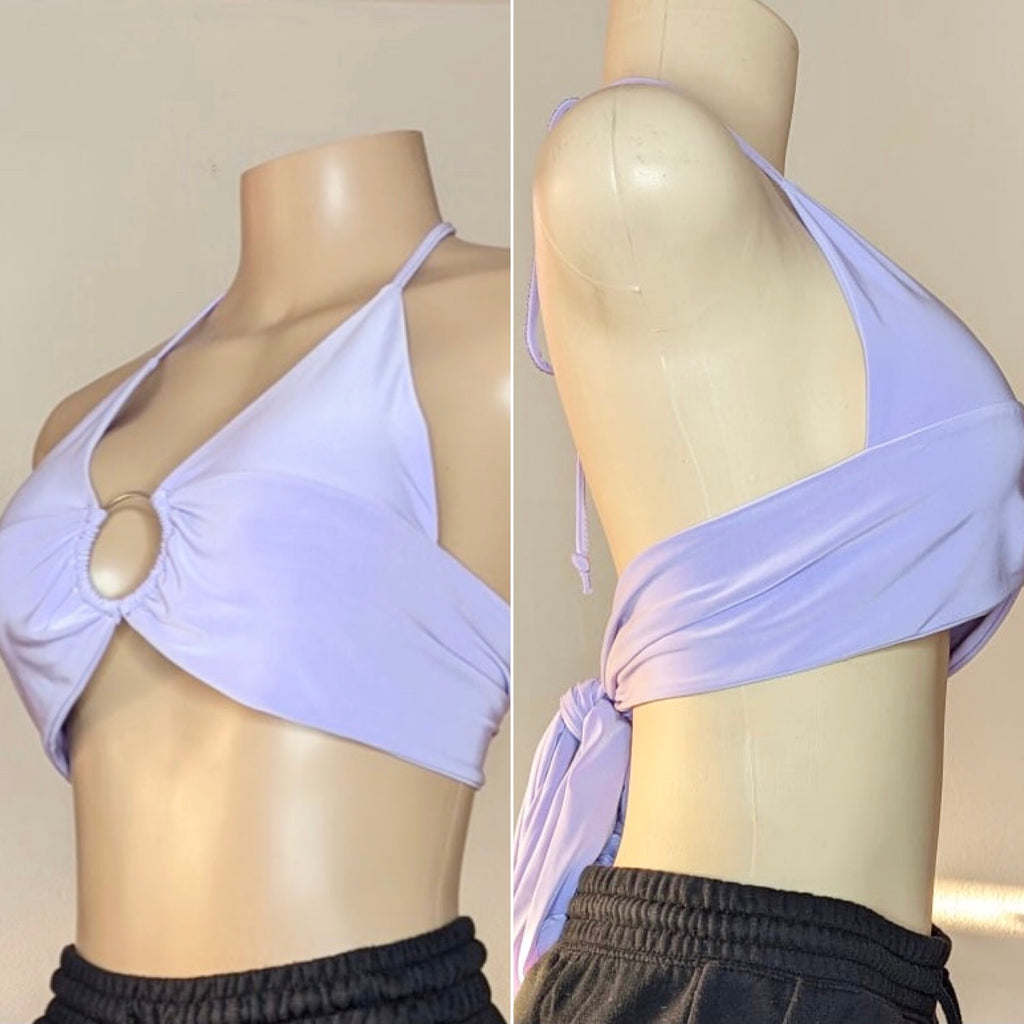 PrettyLittleThing Lilac. Crop top. Ring. Adjustable. S/M