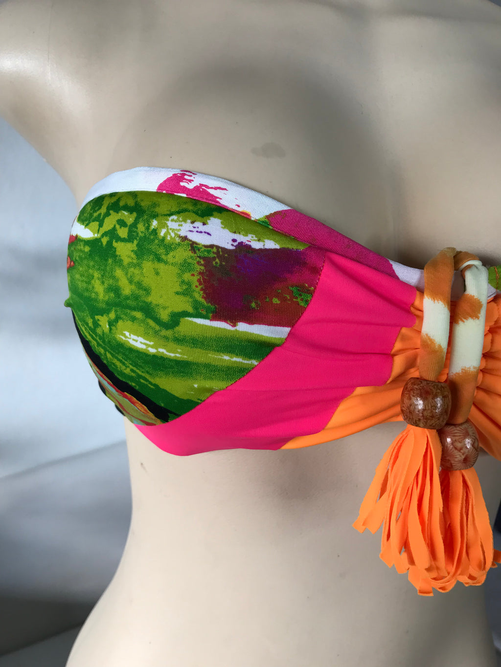Neon Tassel Bikini Top Padded S/M