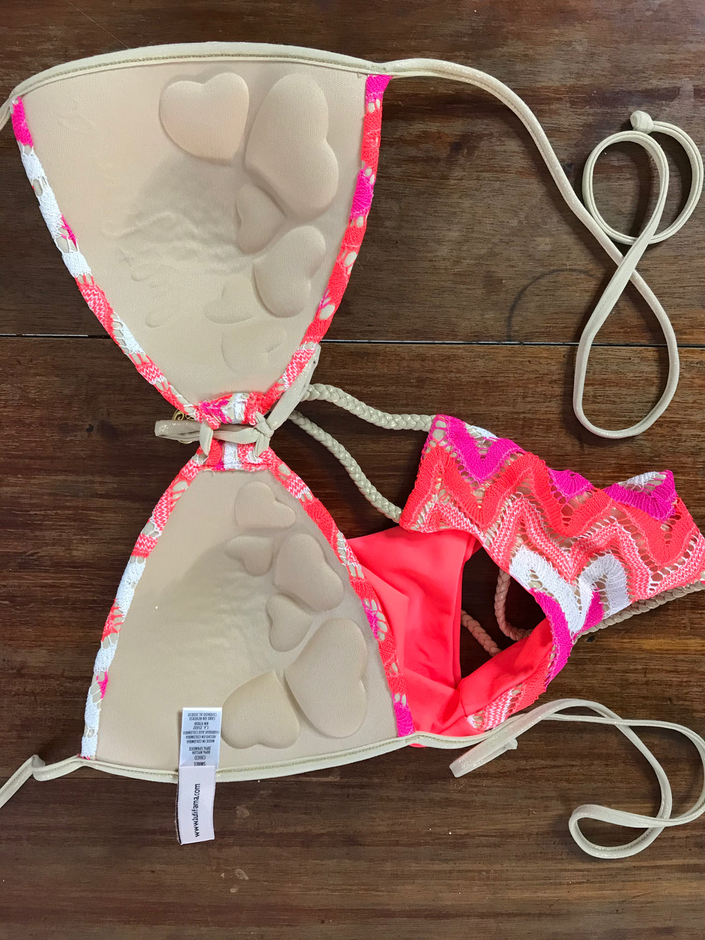 Neon Crochet Bikini Set Padded Gold String S