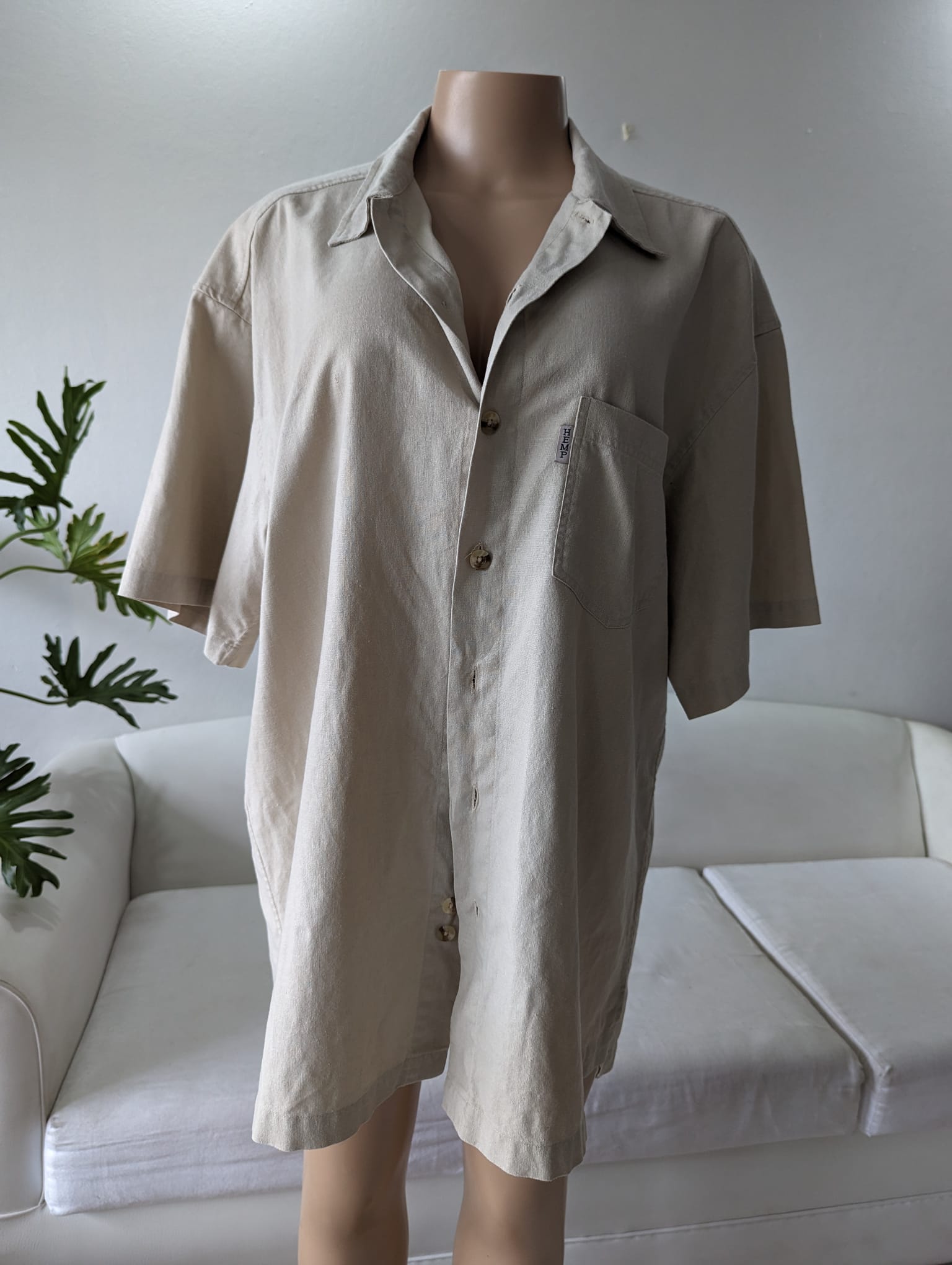 Vintage sand bottom down cotton hemp. Men's. Oversized. M