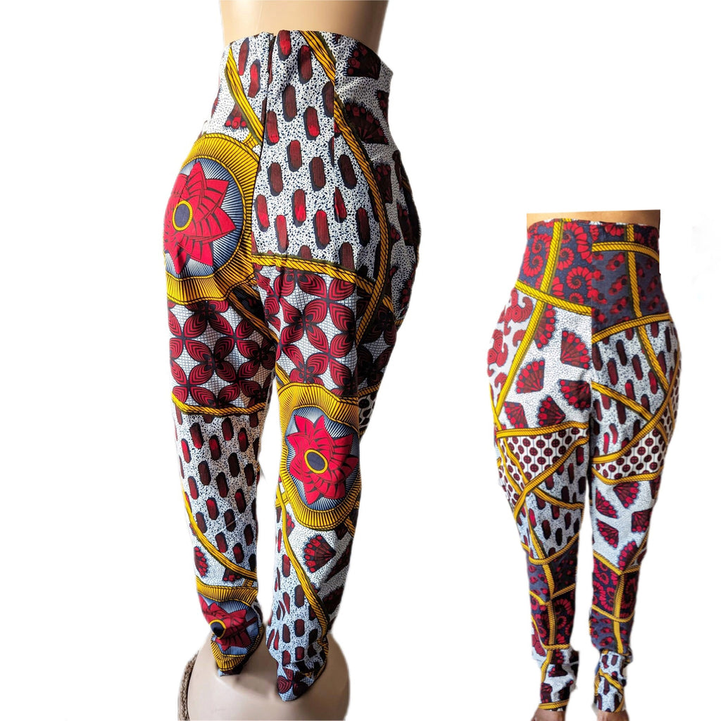 African balloon print pants high waist :::  M