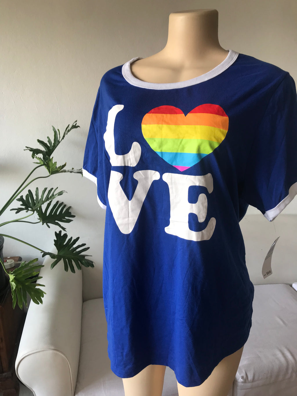 New love graphic tee blue and white /xl