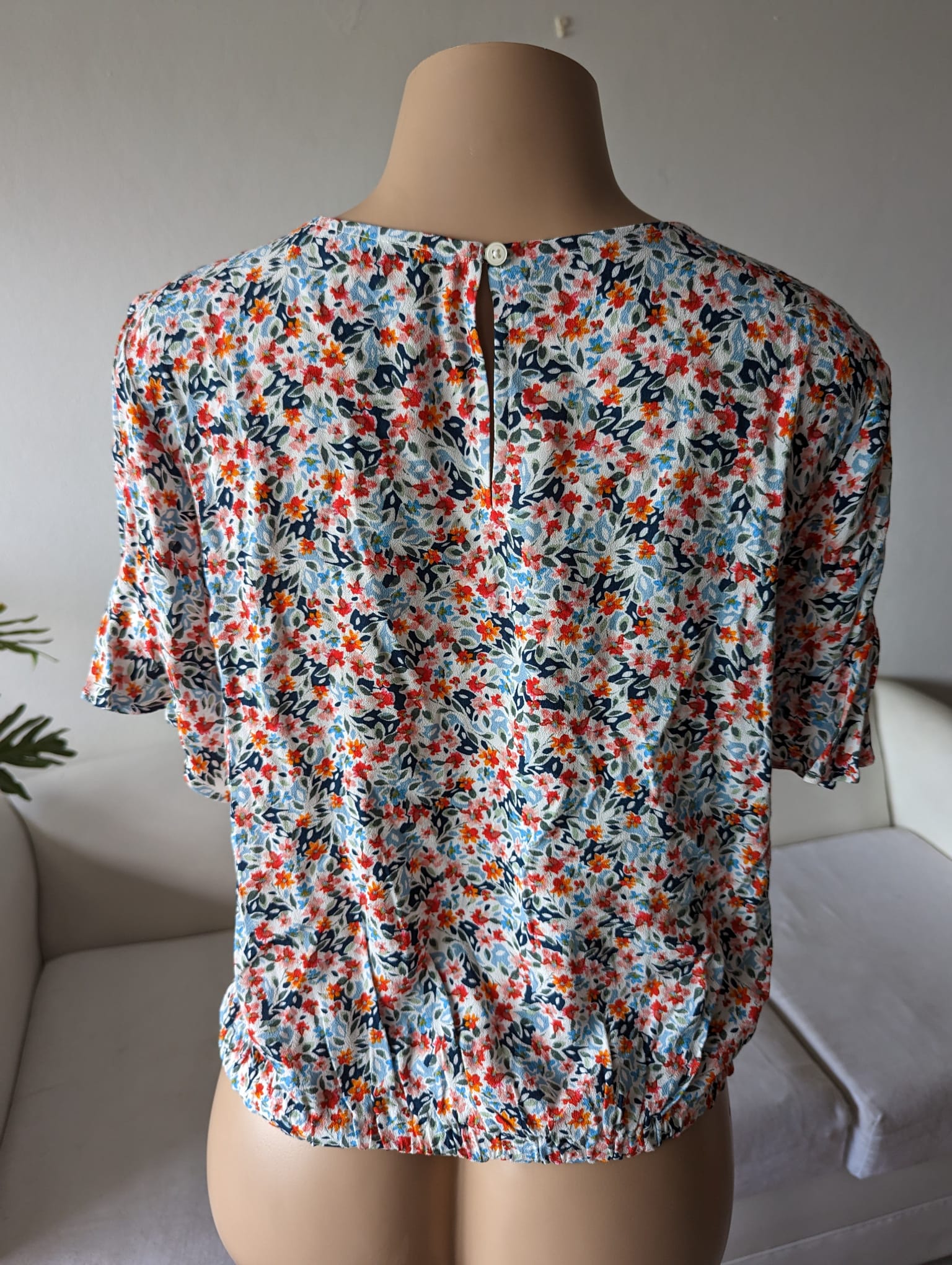 Ann Taylor floral work play short sleeve blouse Coral ...