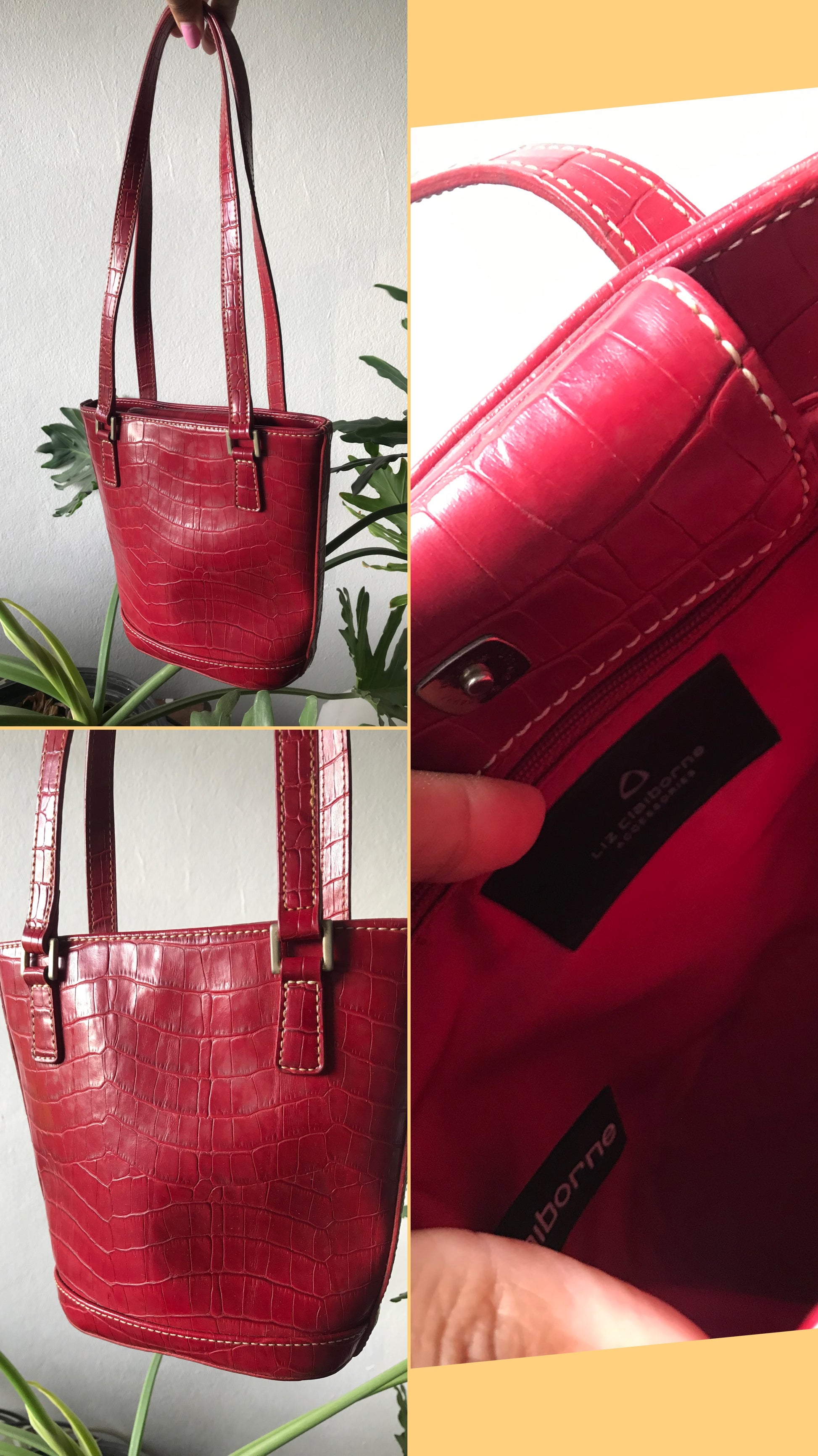 Vintage Liz Claiborne mini bag red snakeskin